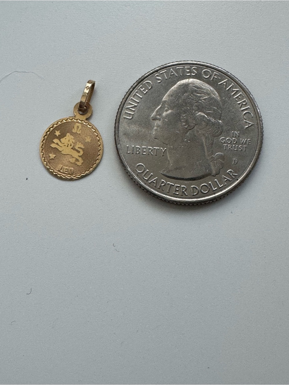 14K Gold Leo Zodiac Charm Pendant - Leo Coin Charm
